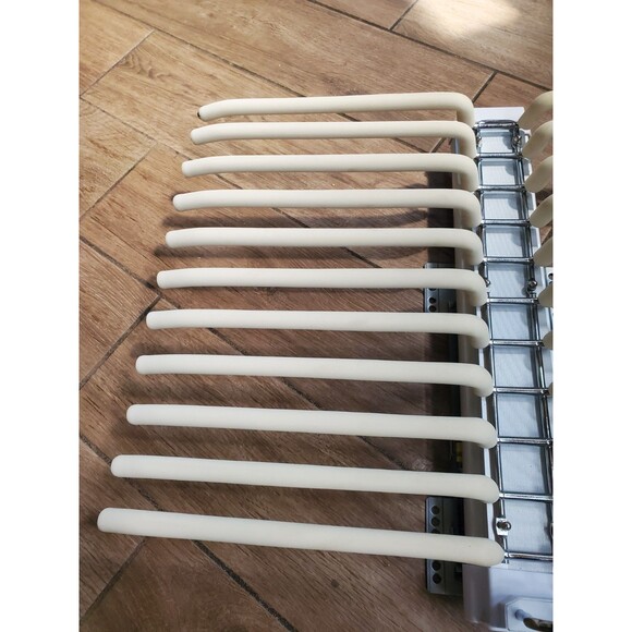 Trouser Rack 22 Rods Sliding Pull Out Pants Hanger Holder Closet Organizer Beige - Picture 4 of 7